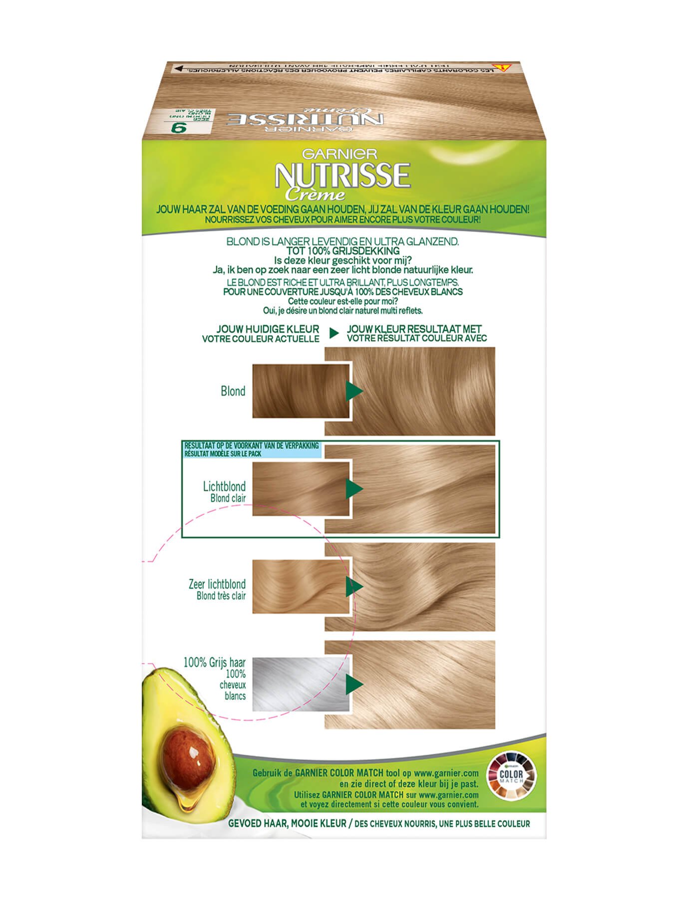 Nutrisse Creme 9 zeer lichtblond achterkant